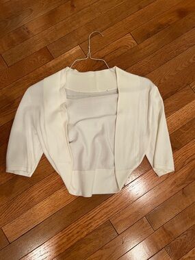 Cropped Open-Front Bolero Cardigan in Ivory